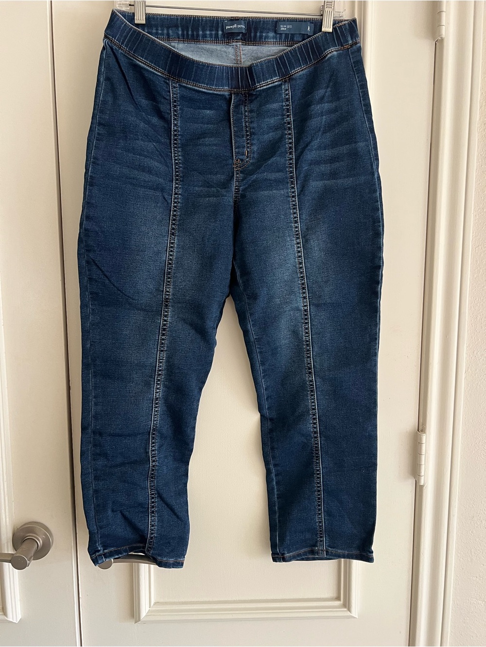 Pure Jill Women’s Dark Blue Seam-Panel Stretch Jeans